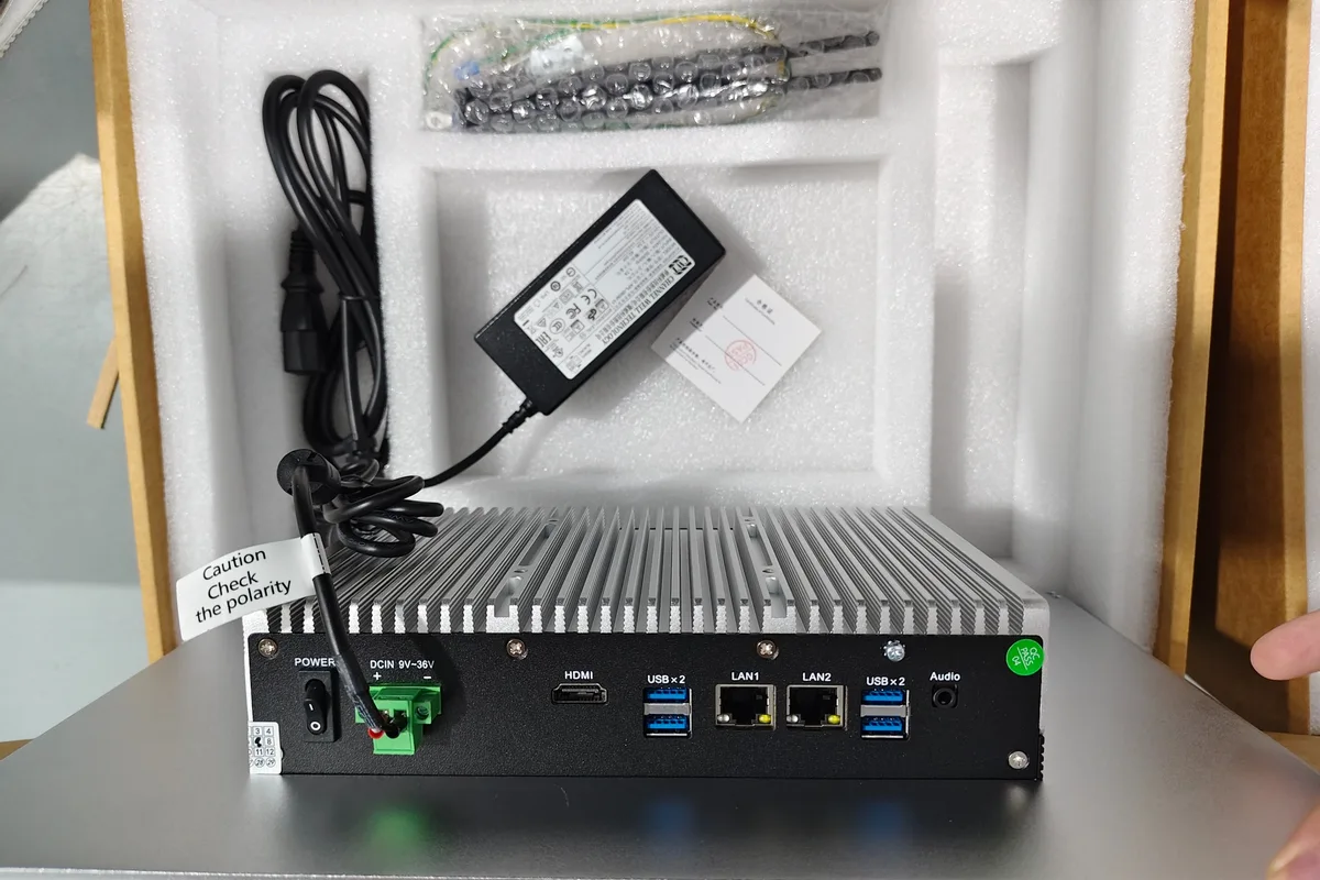 Industrial panel PC I/O and accessories prepared for inspection